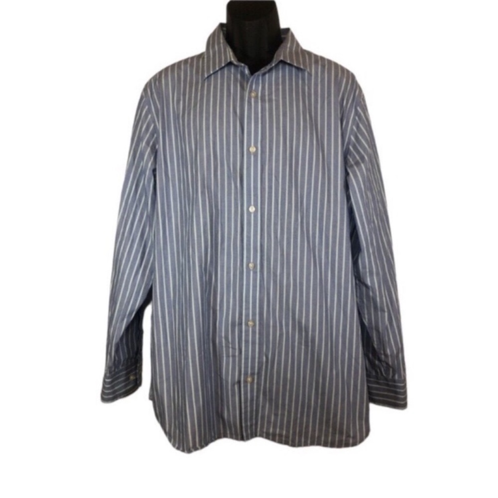 Banana Republic Dress Shirt NWOT Size XXL 18-18.5  36 Blue & Mint Green Stripe